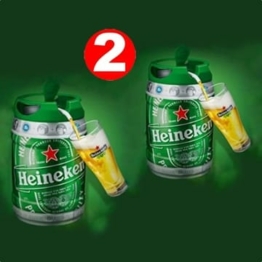 2 x 5 LITER HEINEKEN BIERFASS MIT ZAPFHAHN Draught Keg 5% Incl. Goodie von Flensburger Handel