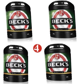 4x Becks Pils Perfect Draft 6 Liter Fass 4,9 % vol inc. 20.00€ MEHRWEG Pfand