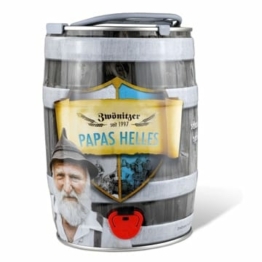 Brauerei Zwönitz Papas Helles/Helles Bier im 5 Liter Bierfass/Geschenke für Bierliebhaber/Partyfass 5L als Vatertagsgeschenk/Bier aus Hallertauer Hopfen im Bier Fass