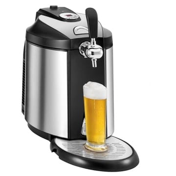 Clatronic BZ 3740 Bierzapfanlage für alle handelsüblichen 5 Liter-Partyfässer, LED-Display zur komfortablen Temperaturregelung/Kühlung von 2°C-12°C, hochwertiges Edelstahlgehäuse